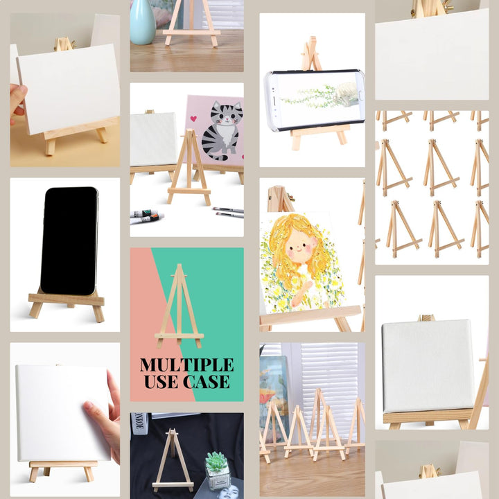 tinydabba 6-Inch Mini Wooden Easel Set (Pack of 20) – Adjustable Tabletop Easels for Art, Photos, Menus, Review Cards, and Mobile Stand – Ideal for Artists, Displays, and Events
