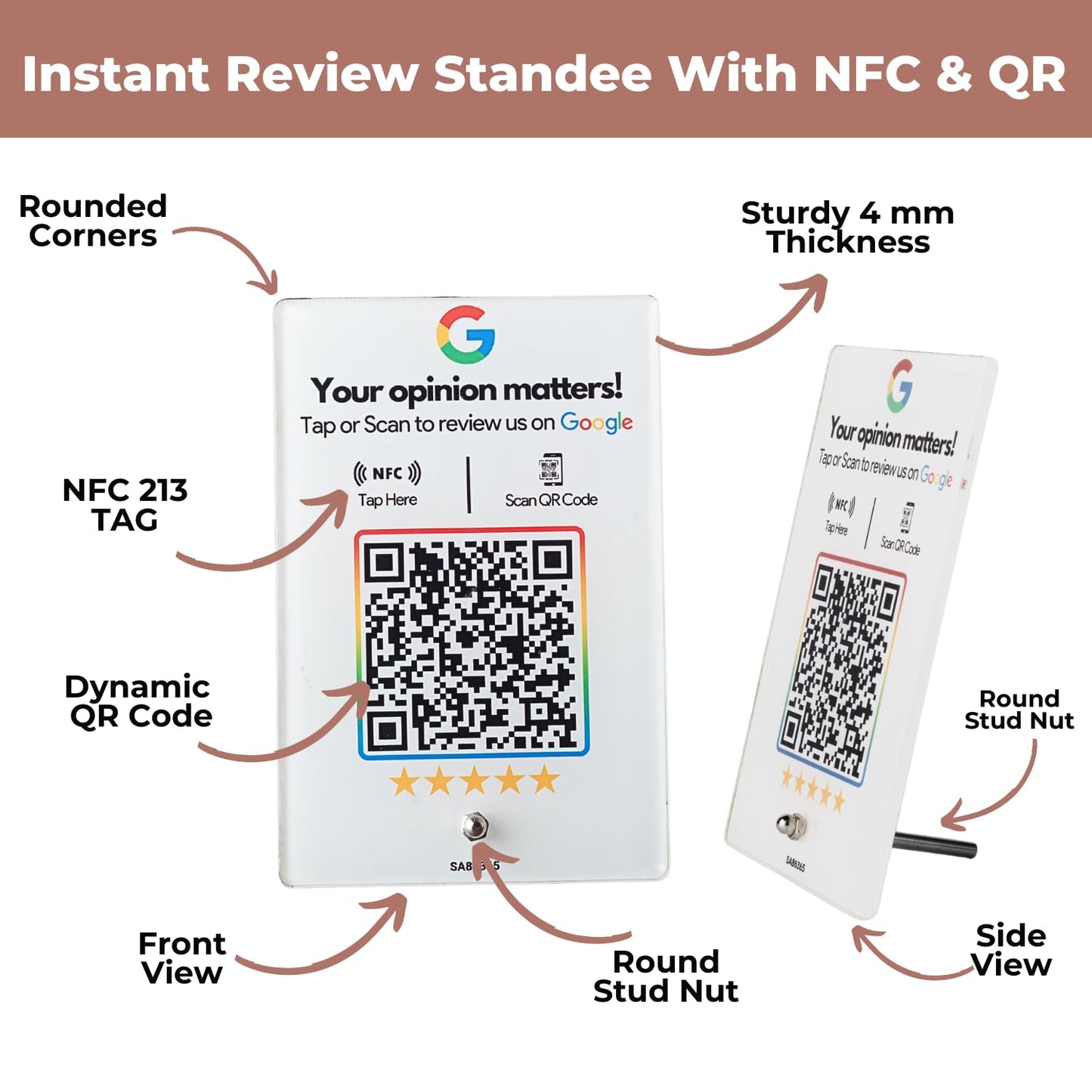 NFC Standee with QR Code | UV Printed