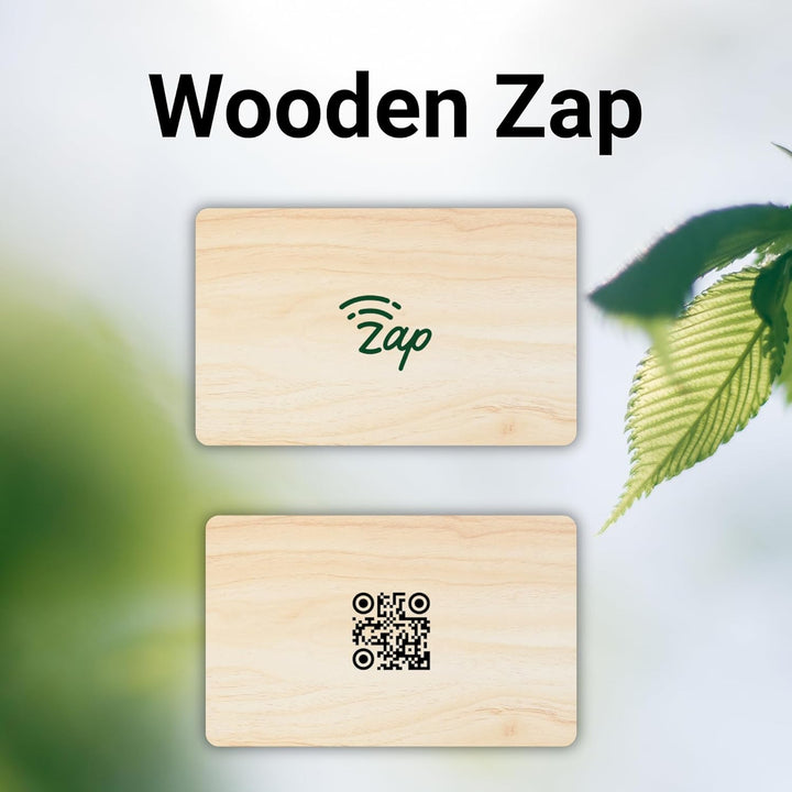 tinydabba Zap NFC Smart Digital Business Card – Tap to Share Contact & Social Media Instantly | No App Needed | QR + NFC Card | Reusable Contactless Networking Card | Wooden | Bamboo