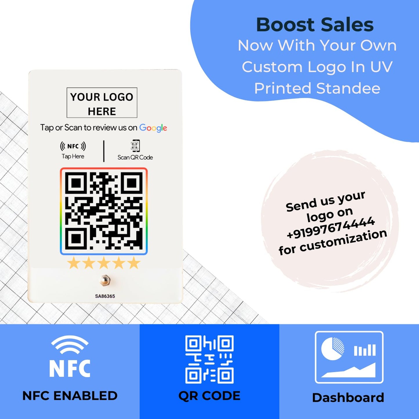 NFC Standee with QR Code | UV Printed