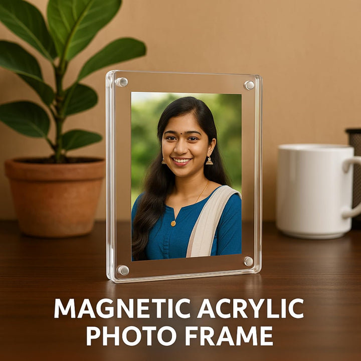 tinydabba Magnetic Acrylic Photo Frame | Double-Sided Polaroid Display | Strong Fridge Magnet for 2.5 x 3.5 inch Photos | Crystal Clear & Durable | Ideal for Gifting & Home Decor | Pack of 3