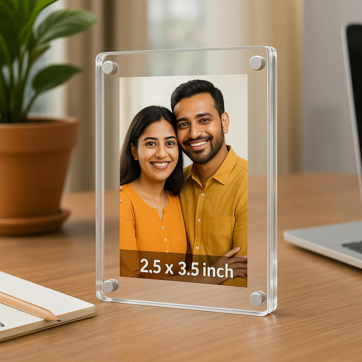 tinydabba Magnetic Acrylic Photo Frame | Double-Sided Polaroid Display | Strong Fridge Magnet for 2.5 x 3.5 inch Photos | Crystal Clear & Durable | Ideal for Gifting & Home Decor | Pack of 3