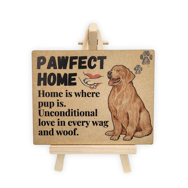 tinydabba Wooden Pawfect Home Plaque with Easel – Dog Lover Gift (4×5 Inches) – Home Decor for Pet Owners and Furry Friends