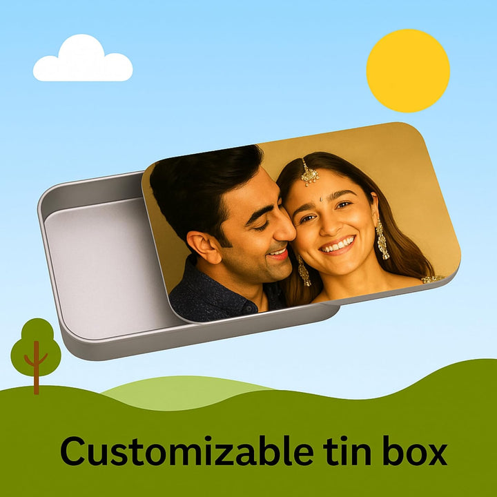 tinydabba Sliding Aluminum Tin Can | Multipurpose Storage Box for Jewellery, Pills, USB Drives, Candy, Keys, Earphones | Custom Photo, Logo or Message
