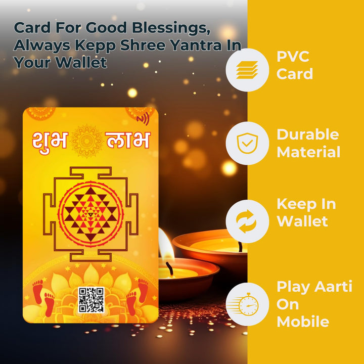 Maa Laxmi Ji Shree Yantra NFC & QR Code Card with Charan Paduka – Hindu Pooja, Diwali Aarti, Temple Worship | Invites Wealth, Prosperity & Good Luck | Keep in Wallet, Pocket, Office, Home or Gift