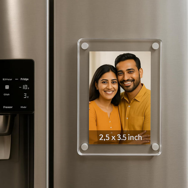 tinydabba Magnetic Acrylic Photo Frame | Double-Sided Polaroid Display | Strong Fridge Magnet for 2.5 x 3.5 inch Photos | Crystal Clear & Durable | Ideal for Gifting & Home Decor | Diwali Gift