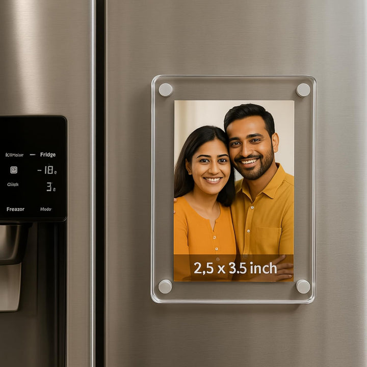 tinydabba Magnetic Acrylic Photo Frame | Double-Sided Polaroid Display | Strong Fridge Magnet for 2.5 x 3.5 inch Photos | Crystal Clear & Durable | Ideal for Gifting & Home Decor | Diwali Gift