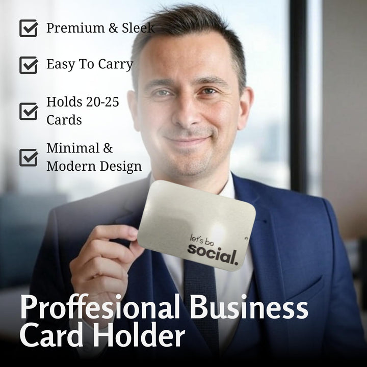 tinydabba Metal Visiting Card Holder | Slide Tin Card Case | Premium Minimal Design | Pocket-Sized | Holds Business Cards, Credit Cards, Cash & More | Sleek Silver Finish | Gift for Him