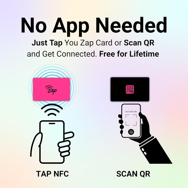 tinydabba Zap NFC Smart Digital Business Card – Tap to Share Contact & Social Media Instantly | No App Needed | QR + NFC Card | Reusable Contactless Networking Card | PVC | Neon Pink