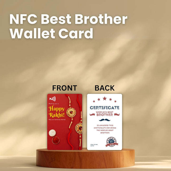 tinydabba all-in-one Rakhi Gift Combo for Brother | Wooden Plaque, Long Dori Rakhi, NFC Best Brother Card, Magnetic Badge, Roli Chawal Chandan | Raksha Bandhan Gift Box for Bhai