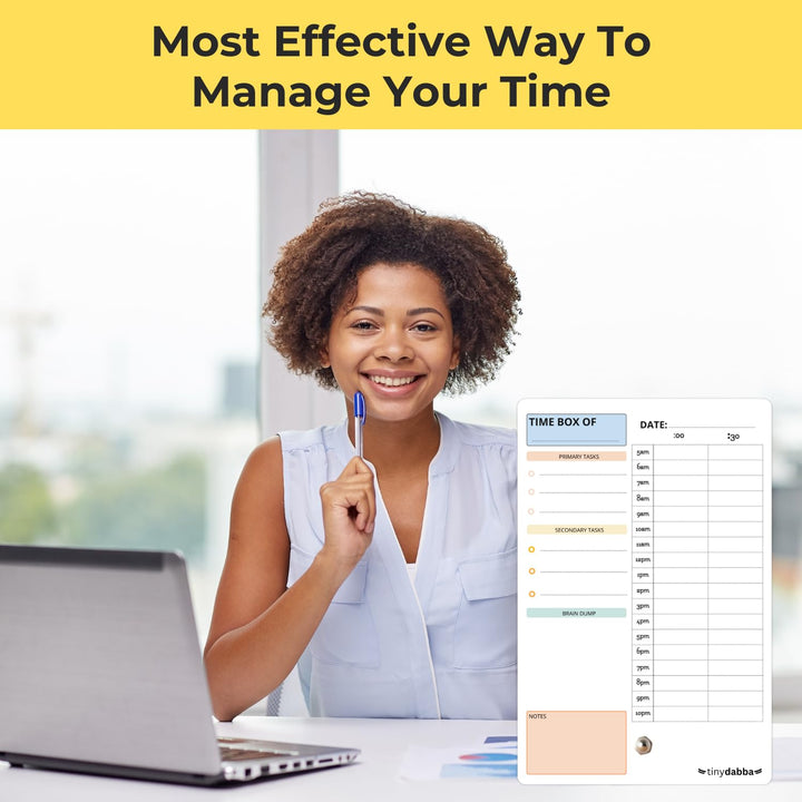 tinydabba Daily Planner Organizer, Timebox (4x6 inch) - Rub and Reuse Daily Planner Organizer with Free Marker | Manage Your Time, Boost Productivity, and Plan Smartly