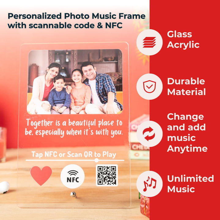 tinydabba Spotify Tap to Play Custom Music Frame | Personalised frame with photo | Romantic Gift for Couple, Anniversary, Wedding, Friend, Birthday | NFC & QR | 6x9 Inches | Play in mobile