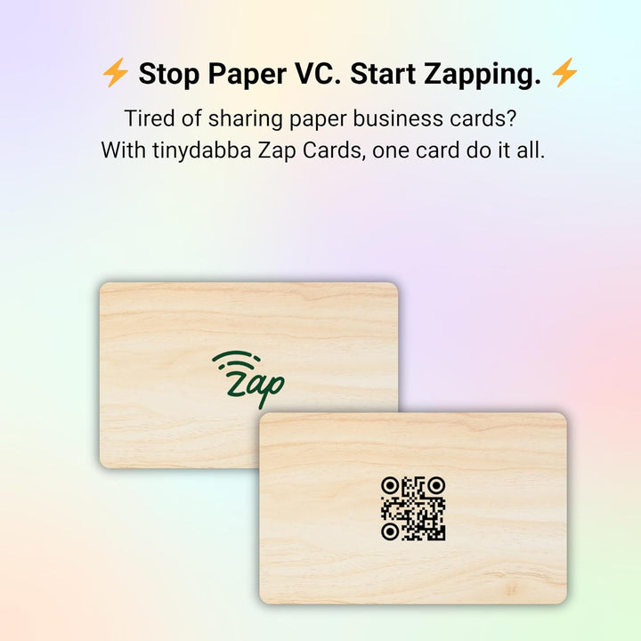tinydabba Zap NFC Smart Digital Business Card – Tap to Share Contact & Social Media Instantly | No App Needed | QR + NFC Card | Reusable Contactless Networking Card | Wooden | Bamboo