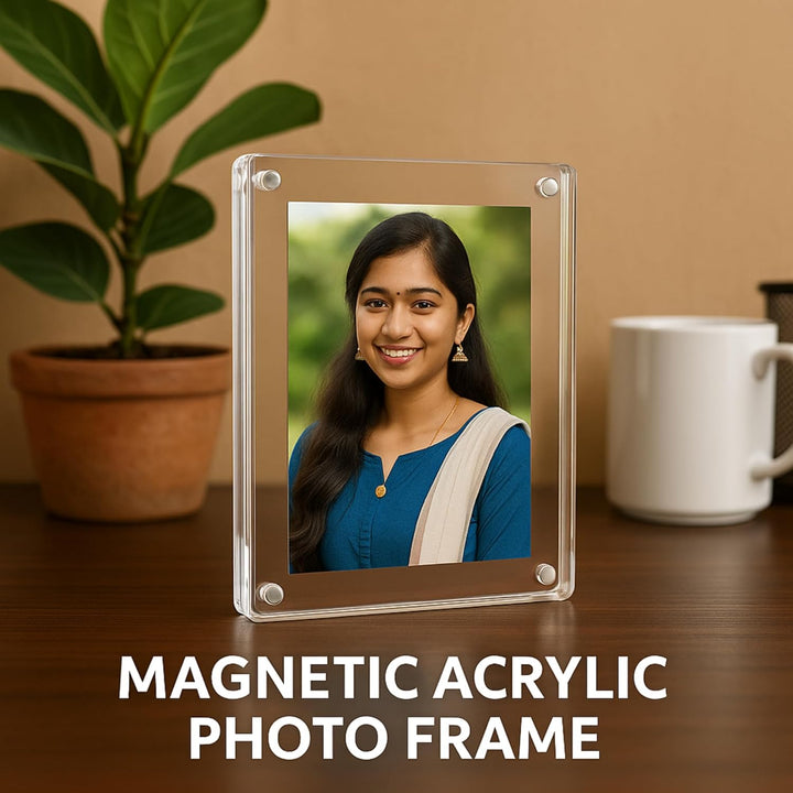 tinydabba Magnetic Acrylic Photo Frame | Double-Sided Polaroid Display | Strong Fridge Magnet for 2.5 x 3.5 inch Photos | Crystal Clear & Durable | Ideal for Gifting & Home Decor | Diwali Gift