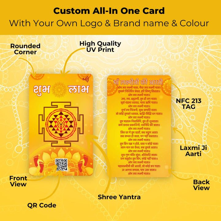 Maa Laxmi Ji Shree Yantra NFC & QR Code Card with Charan Paduka – Hindu Pooja, Diwali Aarti, Temple Worship | Invites Wealth, Prosperity & Good Luck | Keep in Wallet, Pocket, Office, Home or Gift