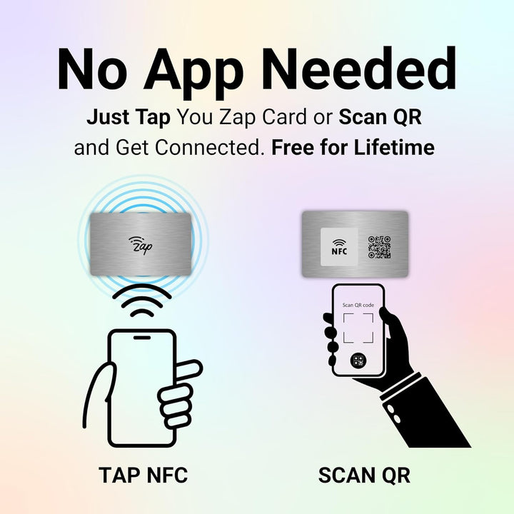 tinydabba Zap NFC Smart Digital Business Card – Tap to Share Contact & Social Media Instantly | No App Needed | QR + NFC Card | Reusable Contactless Networking Card | Metal | SS - Silver