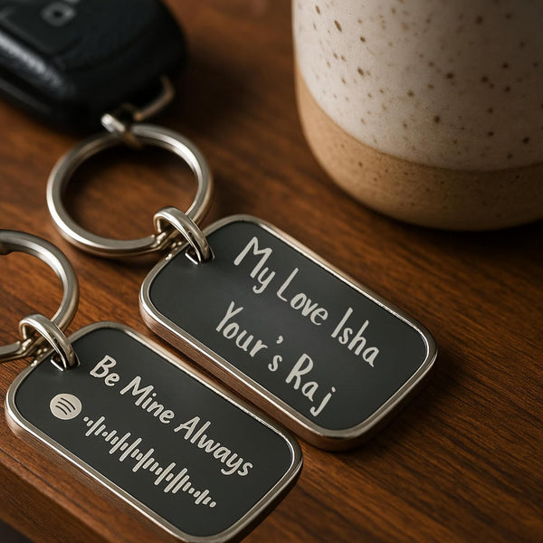 tinydabba Custom Spotify Code Metal Keychain – Personalized Engraved Message & Name – Unique Gift for Him or Her – Scan to Play Song or Playlist – Anniversary, Birthday, Valentine’s Gift