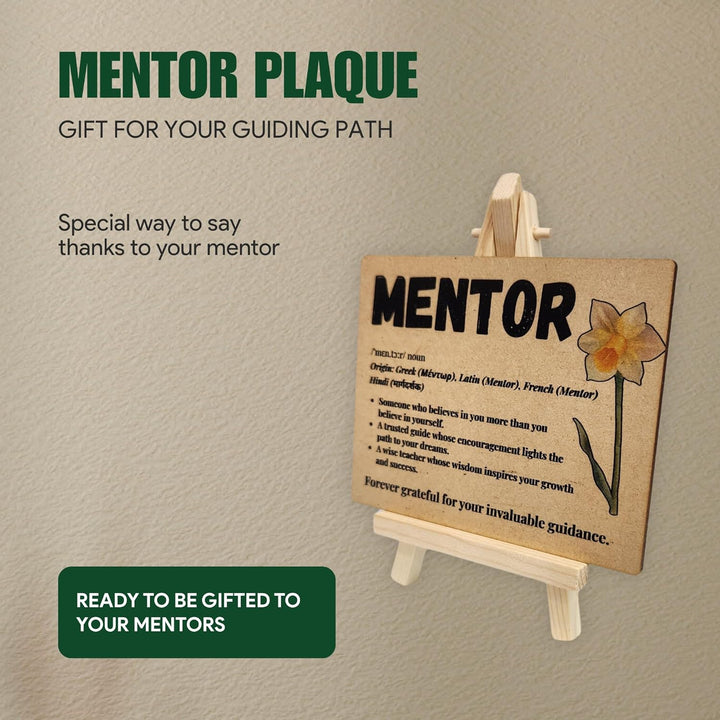 tinydabba Wooden Definition Plaque with Easel – Mentor Gift (4×5 Inches) – Tabletop Decor