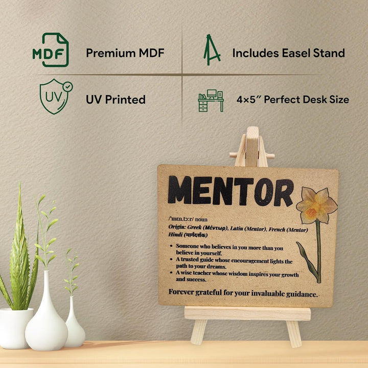 tinydabba Wooden Definition Plaque with Easel – Mentor Gift (4×5 Inches) – Tabletop Decor