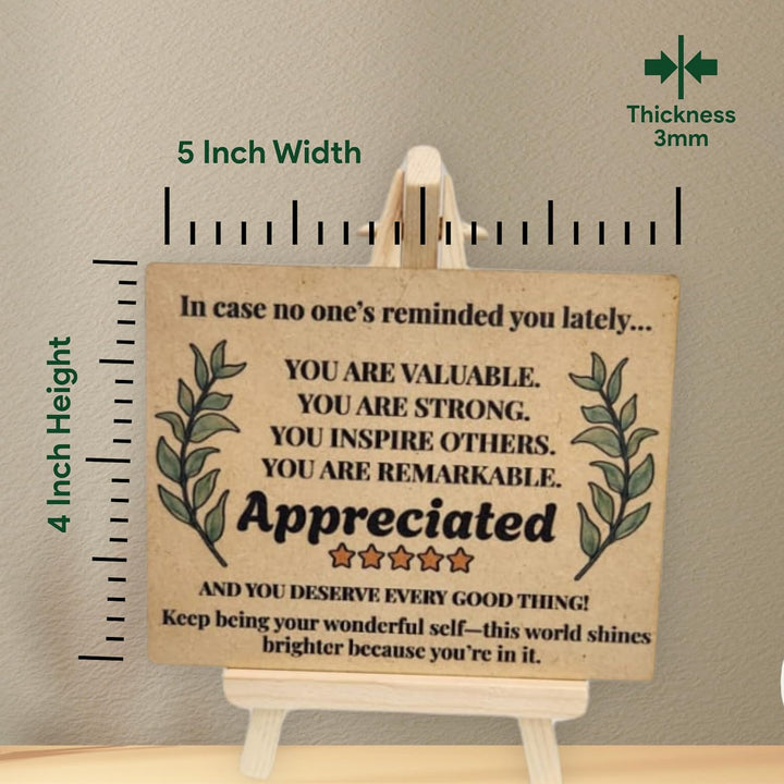tinydabba Wooden Inspirational Desk Plaque with Easel – Appreciation Gift YOU ARE VALUABLE (4×5 Inches) – Motivational Tabletop Decor for Anyone Feeling Loved and Encouraged | Appreciated