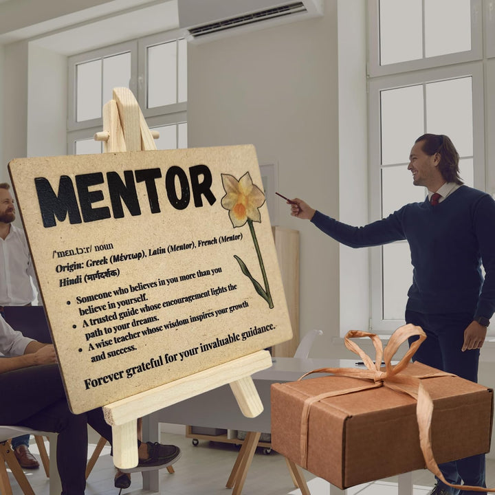 tinydabba Wooden Definition Plaque with Easel – Mentor Gift (4×5 Inches) – Tabletop Decor