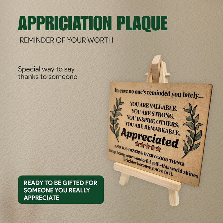 tinydabba Wooden Inspirational Desk Plaque with Easel – Appreciation Gift YOU ARE VALUABLE (4×5 Inches) – Motivational Tabletop Decor for Anyone Feeling Loved and Encouraged | Appreciated