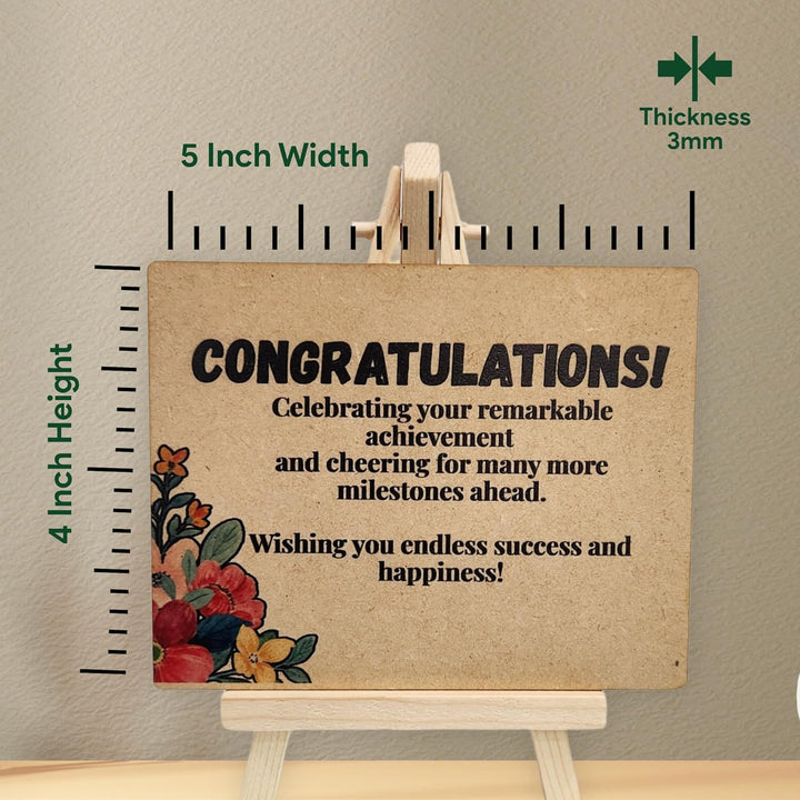 tinydabba Wooden Congrats Plaque with Easel – Congrats Gift (4×5 Inches) – Success Milestone Tabletop Decor for Graduations, Promotions, and Awards, Achievements