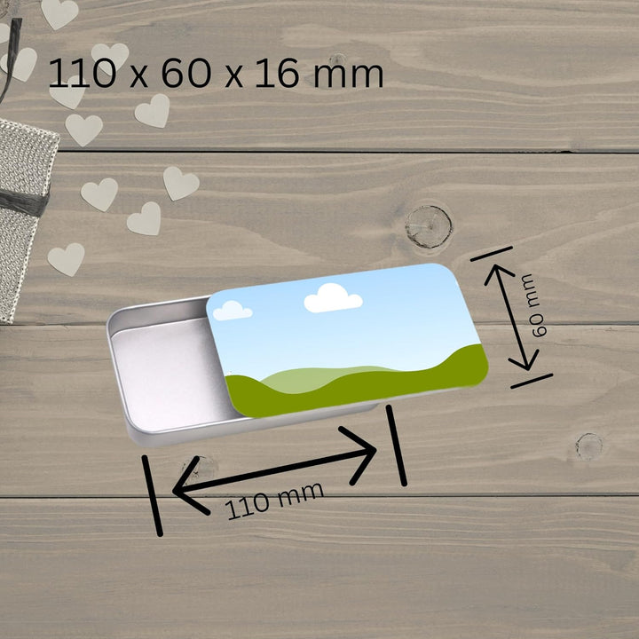 tinydabba Sliding Aluminum Tin Can | Multipurpose Storage Box for Jewellery, Pills, USB Drives, Candy, Keys, Earphones | Custom Photo, Logo or Message