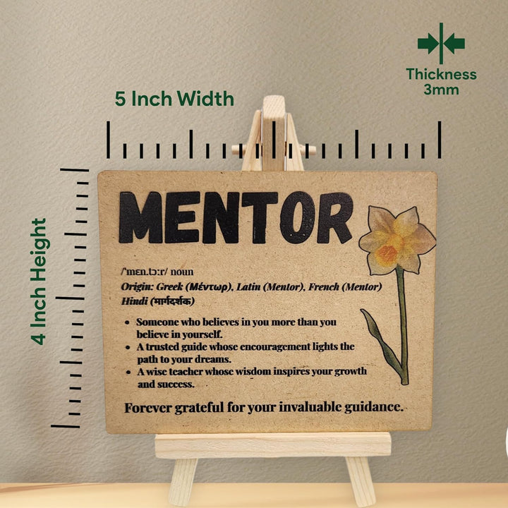 tinydabba Wooden Definition Plaque with Easel – Mentor Gift (4×5 Inches) – Tabletop Decor