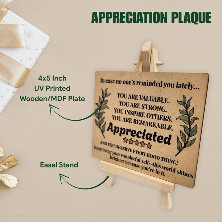 tinydabba Wooden Inspirational Desk Plaque with Easel – Appreciation Gift YOU ARE VALUABLE (4×5 Inches) – Motivational Tabletop Decor for Anyone Feeling Loved and Encouraged | Appreciated