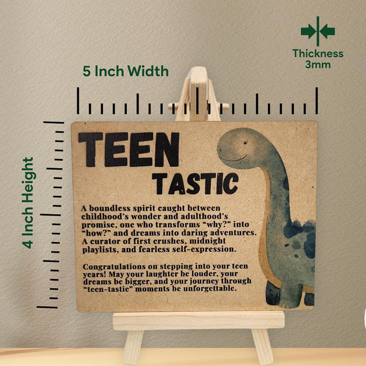 tinydabba Wooden Teen Gift Plaque with Easel – Teen-Tastic Desk Decor (4×5 Inches) – Celebratory Inspirational Message for New Teens | Teenage Gift | Teen Birthday